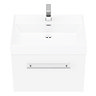 Valencia 600 Gloss White Minimalist Wall Hung Vanity Unit with Chrome Handle  In Bathroom Large Imag