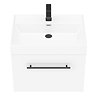Valencia 600 Gloss White Minimalist Wall Hung Vanity Unit with Matt Black Handle  In Bathroom Large 