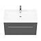 Valencia 800 Gloss Grey Minimalist Wall Hung Vanity Unit with Chrome Handle  Feature Large Image