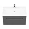 Valencia 800 Gloss Grey Minimalist Wall Hung Vanity Unit with Chrome Handle Feature Large Image