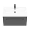 Valencia 800 Gloss Grey Minimalist Wall Hung Vanity Unit with Matt Black Handle Feature Large Image