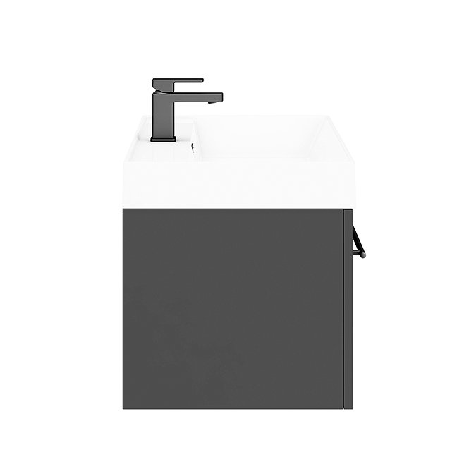 Valencia 800 Gloss Grey Minimalist Wall Hung Vanity Unit with Matt Black Handle Standard Large Image
