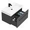 Valencia 800 Gloss Grey Minimalist Wall Hung Vanity Unit with Matt Black Handle In Bathroom Large Image