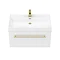 Valencia 800 Gloss White Minimalist Wall Hung Vanity Unit with Brass Handle  Feature Large Image