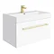 Valencia 800 Gloss White Minimalist Wall Hung Vanity Unit with Brass Handle Large Image