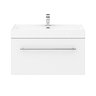 Valencia 800 Gloss White Minimalist Wall Hung Vanity Unit with Chrome Handle  In Bathroom Large Image