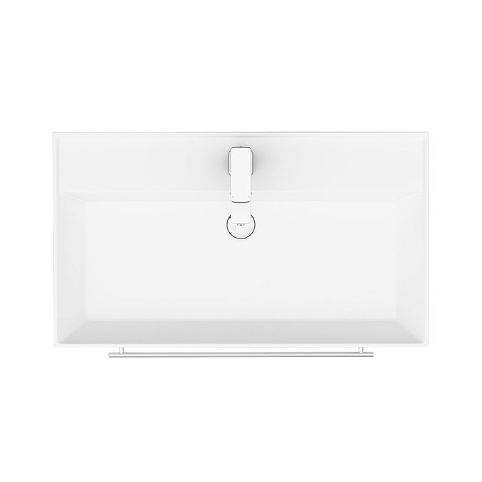 Valencia 800 Gloss White Minimalist Wall Hung Vanity Unit with Chrome Handle  Newest Large Image