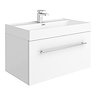 Valencia 800 Gloss White Minimalist Wall Hung Vanity Unit with Chrome Handle Large Image