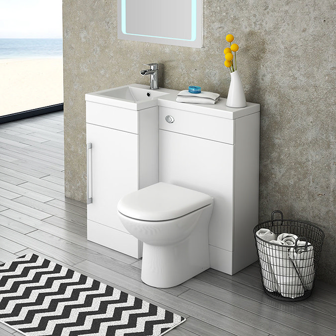 Valencia LH 900mm Combination Bathroom Suite Unit + Round Toilet Large Image