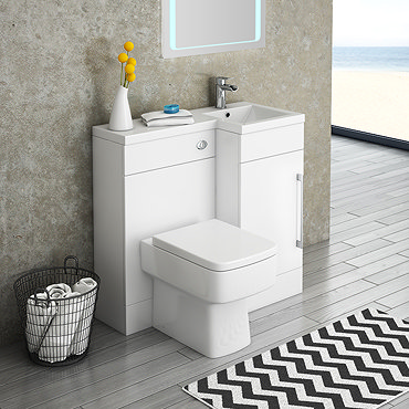 Valencia Combination Bathroom Suite Unit with Square Toilet - 900mm Feature Large Image