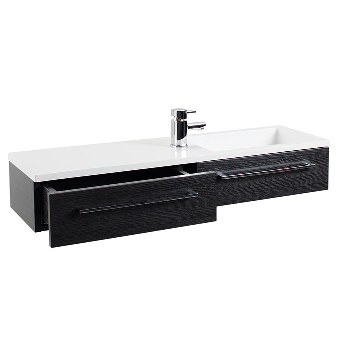 Valencia 995mm Black Ash Wall Hung Basin Unit Profile Large Image