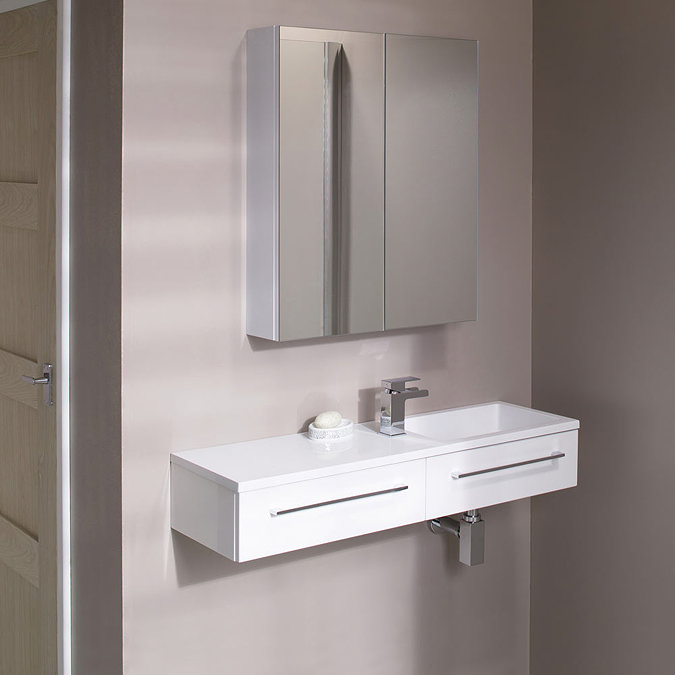 Valencia 995mm Gloss White Wall Hung Basin Unit Feature Large Image