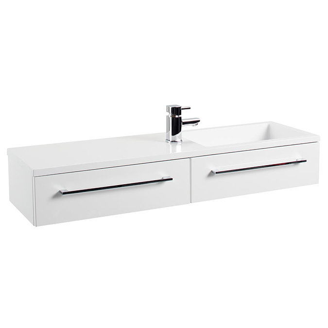 Valencia 995mm Gloss White Wall Hung Basin Unit Large Image