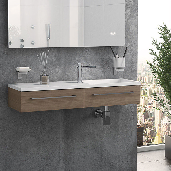 Valencia 995mm Oak Wall Hung Basin Unit Large Image