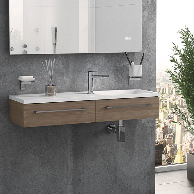 Valencia 995mm Oak Wall Hung Basin Unit Victorian Plumbing UK