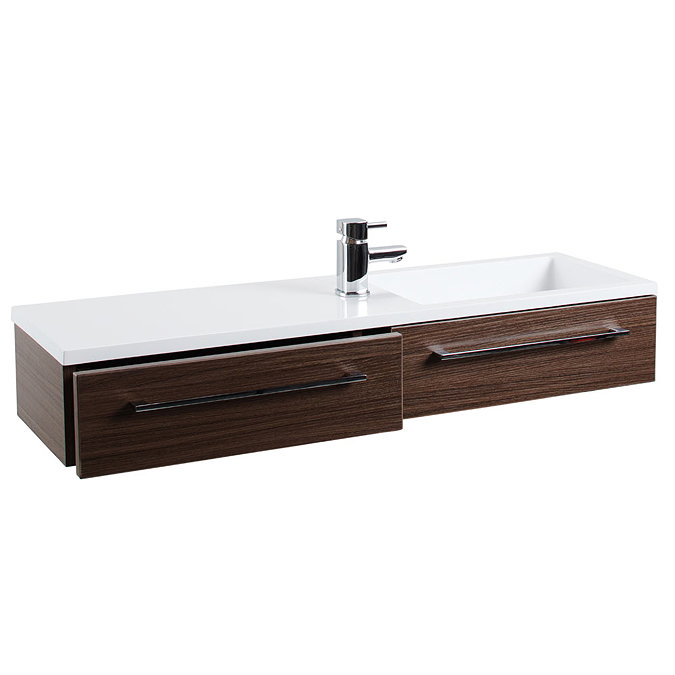 Valencia 995mm Walnut Wall Hung Basin Unit Profile Large Image