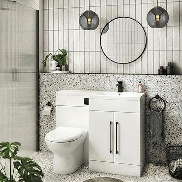 Valencia Bathroom Combination Suite Unit - 1100mm Basin w. Black Handle and Round Toilet