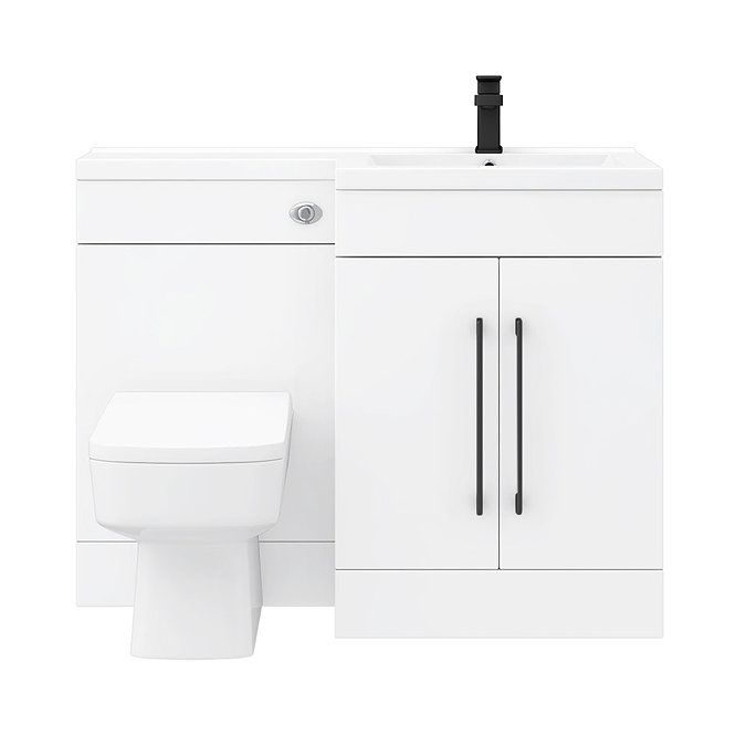 Valencia Bathroom Combination Suite Unit - 1100mm Basin with Black Handles and Square Toilet  Profil