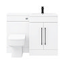 Valencia Bathroom Combination Suite Unit - 1100mm Basin with Black Handles and Square Toilet  Profil