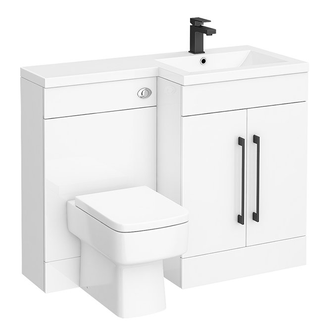 Valencia Bathroom Combination Suite Unit - 1100mm Basin w. Black Handles and Square Toilet  Newest L
