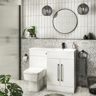 Valencia Bathroom Combination Suite Unit - 1100mm Basin with Black Handles and Square Toilet  Profil