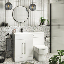 Valencia LH Bathroom Combination Suite Unit - 1100mm Basin w. Black Handles and Square Toilet Large