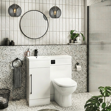 Valencia Bathroom Combination Suite Unit - 900mm Basin w. Black Handle and Round Toilet