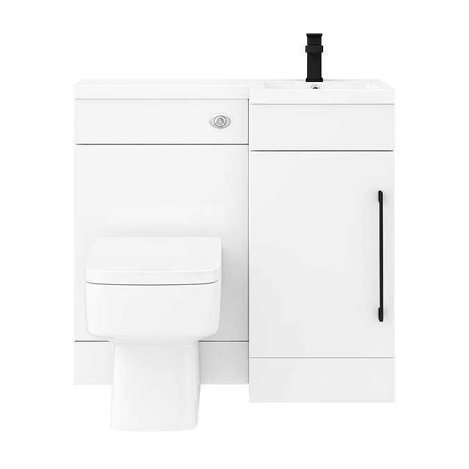 Valencia Bathroom Combination Suite Unit - 900mm Basin with Black Handle and Square Toilet  Profile 