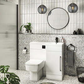 Valencia Bathroom Combination Suite Unit - 900mm Basin w. Black Handle and Square Toilet