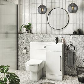 Valencia Bathroom Combination Suite Unit - 900mm Basin w. Black Handle and Square Toilet Medium Imag