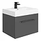 Valencia Bathroom Suite (Toilet, Grey Vanity with Black Handle, L-Shaped Bath + Screen)  Profile Lar