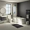 Valencia Bathroom Suite (Toilet, Grey Vanity with Black Handle, L-Shaped Bath + Screen) Large Image