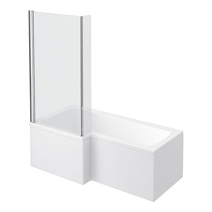 Valencia Bathroom Suite (Toilet, Grey Vanity with Brass Handle, L-Shaped Bath + Screen)  additional 