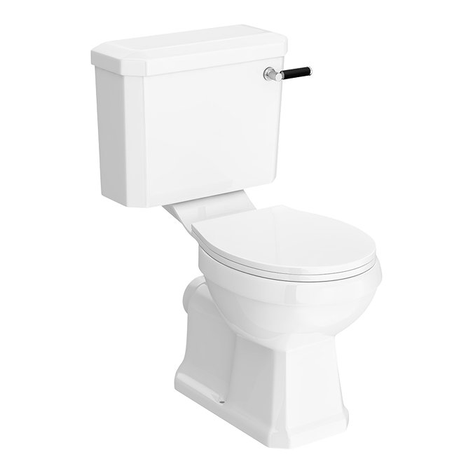 Valencia Bathroom Suite (Toilet, White Vanity with Black Handle, L-Shaped Bath + Screen)  Standard L