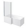 Valencia Bathroom Suite (Toilet, White Vanity with Brass Handle, L-Shaped Bath + Screen)  additional