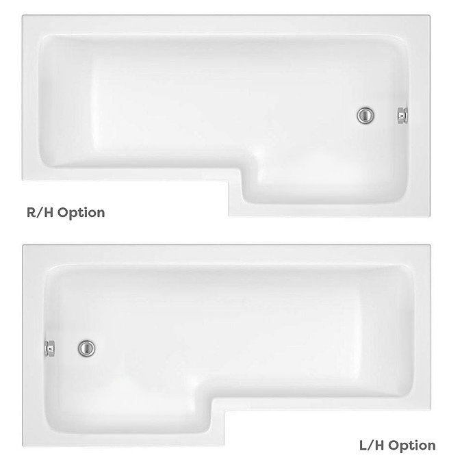 Valencia Bathroom Suite (Toilet, White Vanity with Brass Handle, L-Shaped Bath + Screen)  Newest Lar