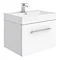 Valencia Bathroom Suite (Toilet, White Vanity with Chrome Handle, L-Shaped Bath + Screen)  Profile L