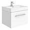 Valencia Bathroom Suite (Toilet, White Vanity with Chrome Handle, L-Shaped Bath + Screen) Profile L