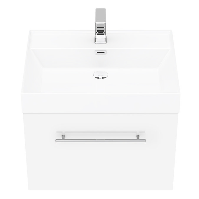 Valencia Bathroom Suite (Toilet, White Vanity with Chrome Handle, L-Shaped Bath + Screen) Feature L