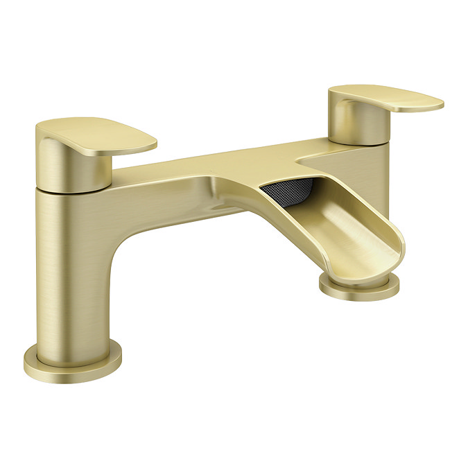 Valencia Brushed Brass Waterfall Bath Filler Large Image