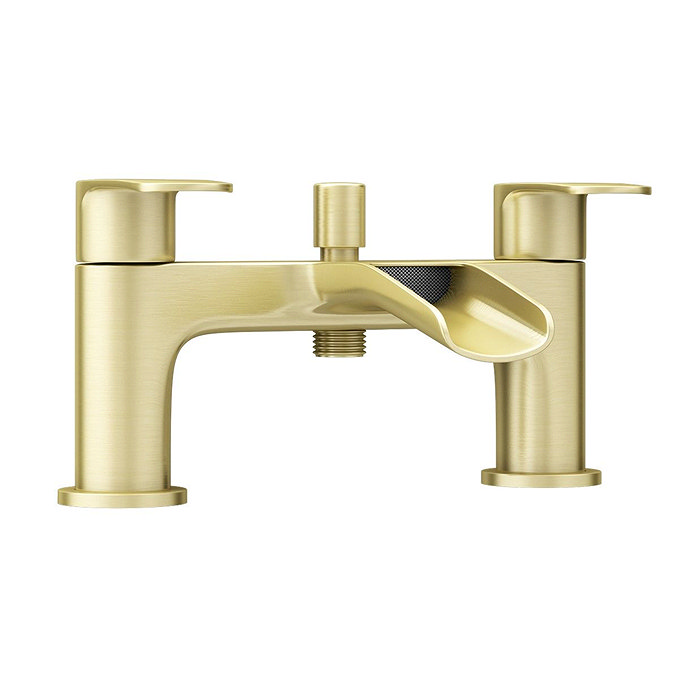 Valencia Brushed Brass Waterfall Bath Shower Mixer incl. Shower Kit  Standard Large Image
