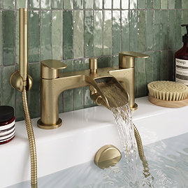 Valencia Waterfall Bath Shower Mixer with Shower Kit - Brushed Brass