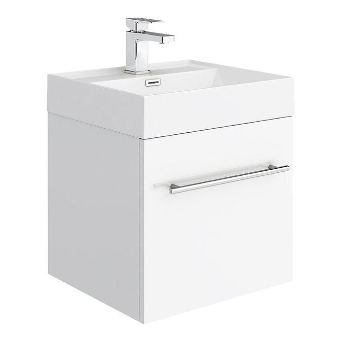 Valencia Cloakroom Suite (Gloss White Vanity with Polished Chrome Handle + Toilet)  Profile Large Image