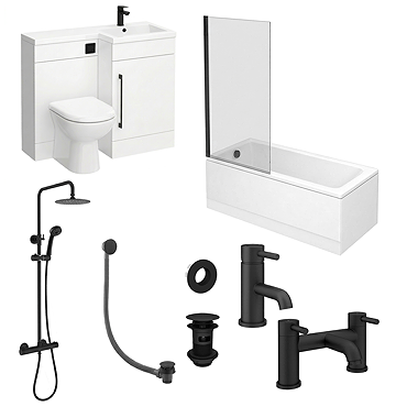Valencia Matt Black Modern Complete Bathroom Suite