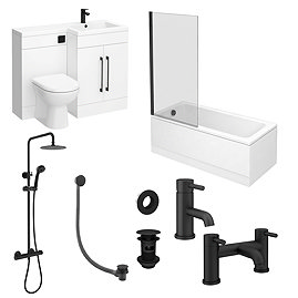 Valencia Matt Black Round Complete Combination Bathroom Package