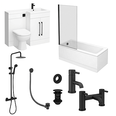 Valencia Matt Black Round Complete Combination Bathroom Package