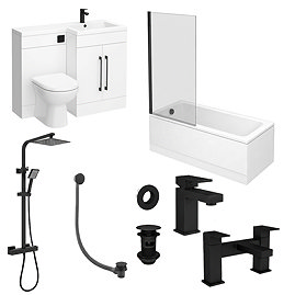 Valencia Matt Black Square Complete Combination Bathroom Package