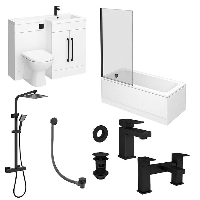 Valencia Matt Black Square Complete Combination Bathroom Package