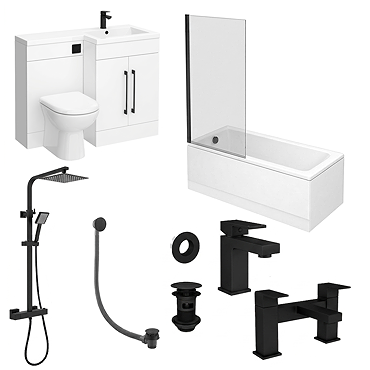 Valencia Matt Black Square Complete Combination Bathroom Package