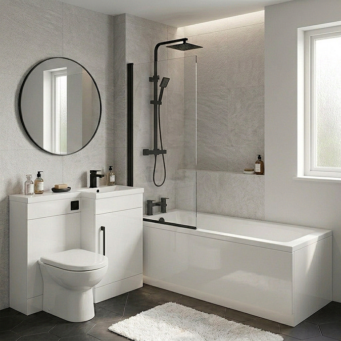 Valencia Matt Black Square Modern Complete Bathroom Suite